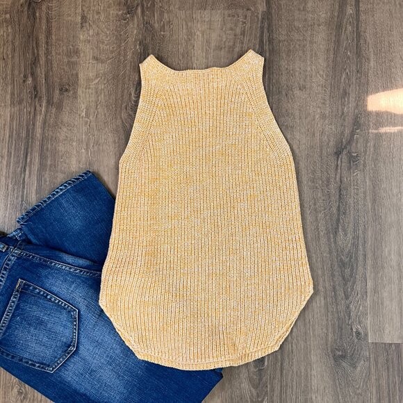 Loft Cotton Sweater Tank Golden Yellow Sz XS - Picture 8 of 9